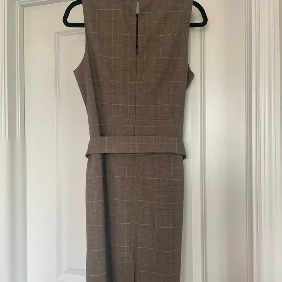 Michael Kors Plaid Belted Sleeveless Midi Dress Brown Size 12 - Picture 7 of 12